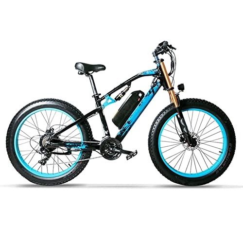 Electric Bike : FMOPQ Electric Bike750W Motor 4.0 Fat Tire Beach Electric Bicycle 48V 17Ah Lithium Battery Bicycle (Color : Black White) (Black Blue)