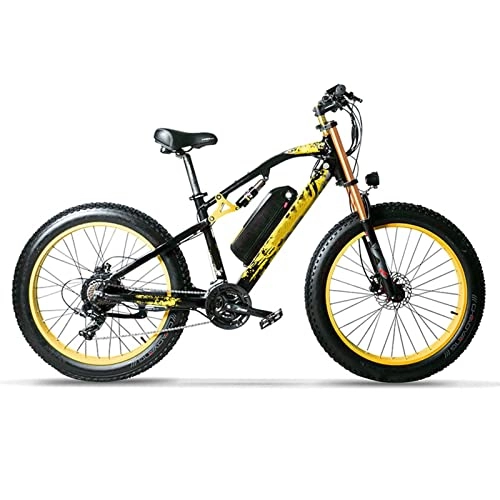 Electric Bike : FMOPQ Electric Bike750W Motor 4.0 Fat Tire Beach Electric Bicycle 48V 17Ah Lithium Battery Bicycle (Color : Black White) (Black Yellow)
