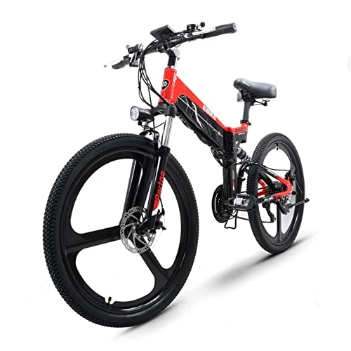 Electric Bike : FMOPQ Electric BikeFoldable 26 Inch Fat Tire 500W High Speed Motor 48V Hidden Lithium Battery Electric Mountain Bike (Color : 48V24AH) (48v10.4ah)