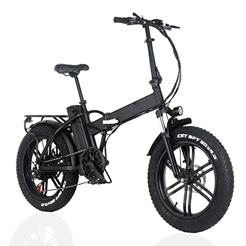 Electric Bike : FMOPQ Foldable Electric Bike 1000W Motor 20 inch Fat Tire Electric Mountain Bicycle 48V Lithium Battery Snow E Bike (Color : Black Size : B)