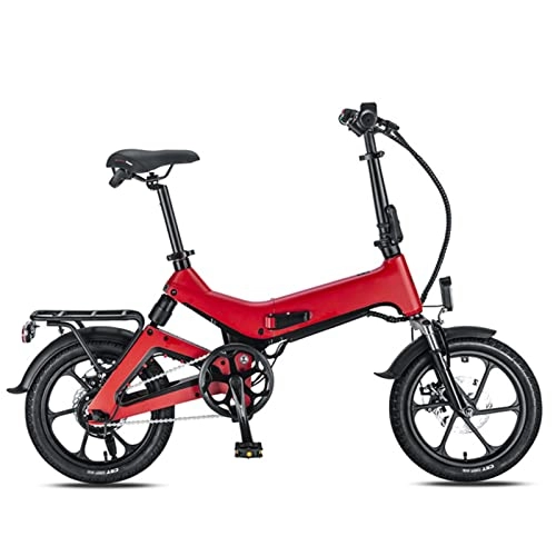 Electric Bike : FMOPQ Folding Electric Bicycles16-Inch Foldable Ultra-Light Lithium Battery Dual Shock Absorber System Electric Bike (Color : A) (E)