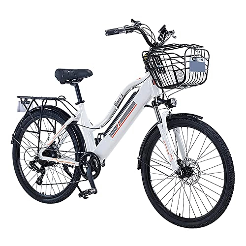 Electric Bike : FMOPQ Green 26-Inch 7-Speed Electric Road Bike Aluminum Alloy with Variable Speed Recreational Vehicle Hidden Lithium Battery Power-Assisted e BKE 10A for Women's Adult