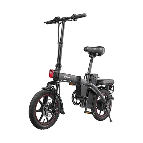 Electric Bike : FNCUR Folding Electric Bicycle Lithium Battery Adult Men And Women Ultra Light Portable Mini Small Power To Help Travel Battery Car 48V / 180KM Gift For Family (Color : Black)