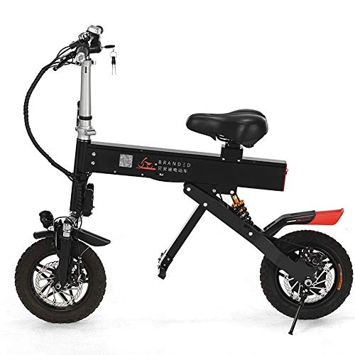 Electric Bike : FNCUR Folding Electric Car Double Adult Ladies Parent-child Two-wheeled Mini Ultra-light Small Portable Battery Car Bike Moped (Color : Black, Size : Single)