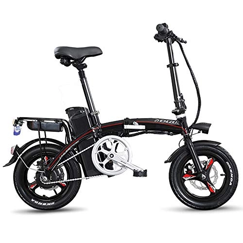 Electric Bike : FNCUR New Folding Electric Bicycle Small Adult Male And Female Mini Lithium Battery 48V Battery Car 48V High Speed Motor (Color : Black, Size : 8AH)