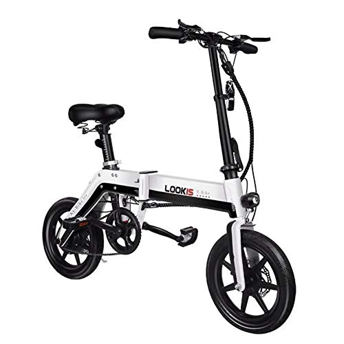 Electric Bike : Fnifnk 400w Foldable Electric Bike, portable battery car Lithium Battery Hydraulic Disc Brakes with With front and rear LED headlights, White, 8A