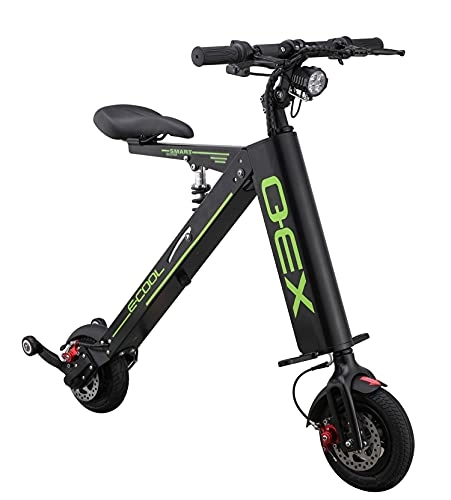 Electric Bike : Foldable Aluminum Alloy E-Bike Full Throttle Electric Bicycle with 18650 Lithium Battery, Black