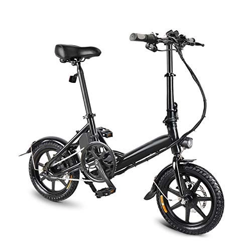 Electric Bike : Foldable bike 1 piece electric folding bike Foldable bike double disc brakes front and rear power assistance e-bike with 14-inch wheels and 250 W motor
