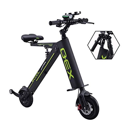 Electric Bike : Foldable Electric Adults Scooter With Seat LCD-display EBS Electronic Brake + Front Wheel Disc Brake Fixed Speed Cruise LED Headlamp 30KM Long Range (Color : Black)
