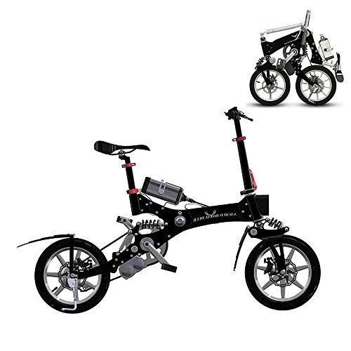 Electric Bike : Foldable Electric Bicycle 14 Inch All Aluminum Alloy Adult Portable Electric Bicycle with 36v5A Lithium Battery Pure Electric Life 20-30 Km