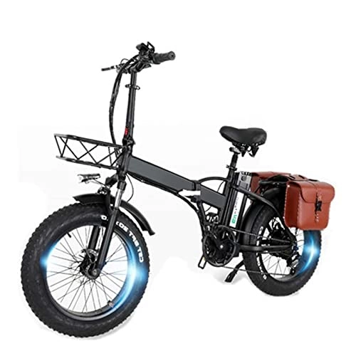 Electric Bike : Foldable Electric Bike 20 Inches Fat Tire 750W Electric Bicycle, 48V 15Ah Lithium Battery, 30-55 Km / H, Top Speed 80-110 Km (Size : H)