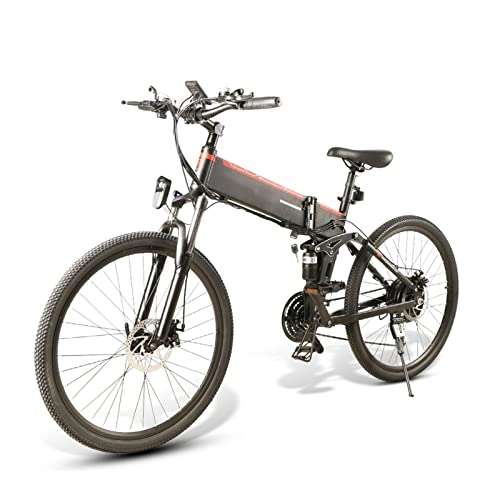 Electric Bike : Foldable Electric Bike 48V Motor 500W 21 Speed E Bike 30km / h Electric Bicycle 10Ah Battery 26 Inch Tire MTB Bike (Size : B LO26 Spoke wheel)