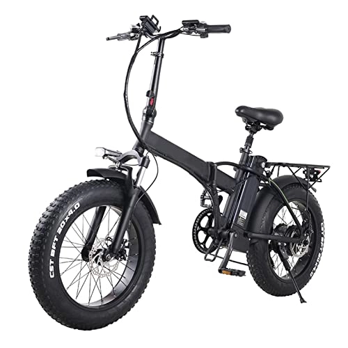 Electric Bike : Foldable Electric Bike for Adults 20 Inch Fat Tire 48V Lithium Battery Mountain Bikes 500W / 750W Ebike 20 Inch 4.0 Fat Tire Electric Bicycle (Color : Black, Size : 500W)
