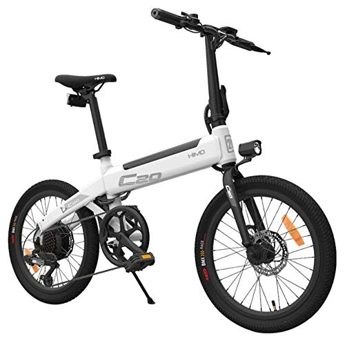 Electric Bike : Foldable Electric Moped Bicycle Dual Use with 250W Motor Max 25km / h 10Ah Battery Hidden Inflator Pump Variable Speed Drive - Gray / White (white)