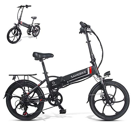 Electric Bike : Foldable Electric Mountain Bike, 48V 8AH Lithium-Ion Battery, Electric Bicycle with LCD Display And Adjustable Saddle And Handlebar, for Adults, Black