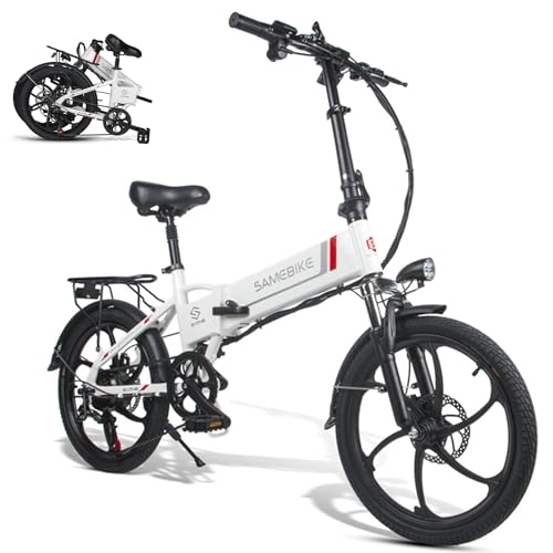 Electric Bike : Folding 20'' Electric City Bike, with Removable 48V 10.4Ah Lithium Battery for Adults, 7 Speed Shifter Electric Bicycle Handle LCD Meter Quick Delivery (Black)