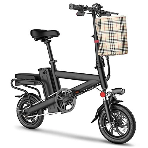 Electric Bike : Folding Assist Electric Bike, 36V 250W Silent Motor, Short Charge Lithium-Ion Battery, Disc Brake, Triangular Structure, Battery Capacity Selectable, Black-20Ah / 720Wh
