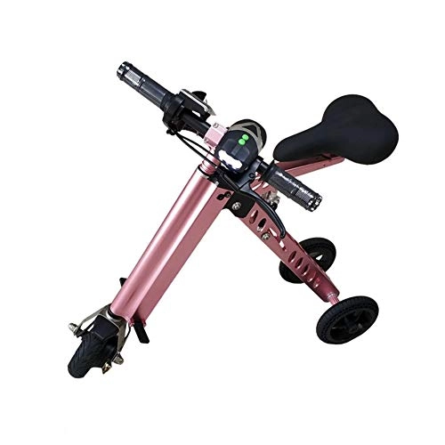 Electric Bike : Folding Bicycle Electric, Light Vehicle Miniature Portable Adult Bicycle, Resistance of 50 Km, Weighing 120 Kg, Fast Charge 4 Hours, 20 Speeds / Hour, LED Display, Pink