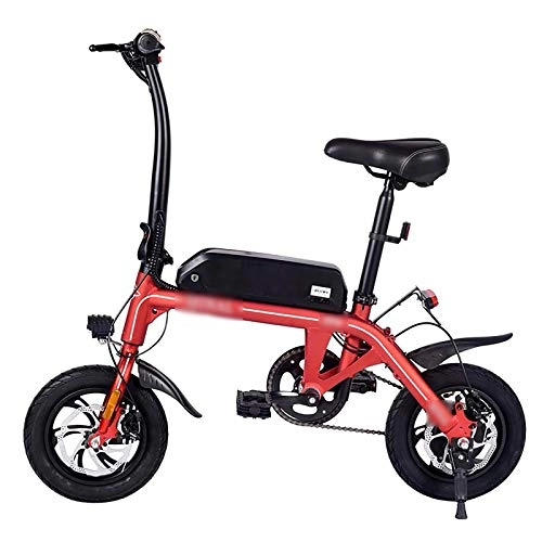 Electric Bike : Folding Bike, Electric Bicycle Folding Bike White Folding Wheel Citybike Electric Bicycle with Removable Full Suspension Mountain Bike Holder Electric, Red
