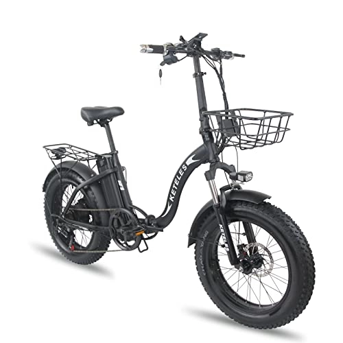 Electric Bike : Folding E-Bike Electric Bike 20 Inch 48V 18Ah Lithium Battery Foldable City E-Bike with 4" Fat Tires for Adults Men Women. (2 KF9s)
