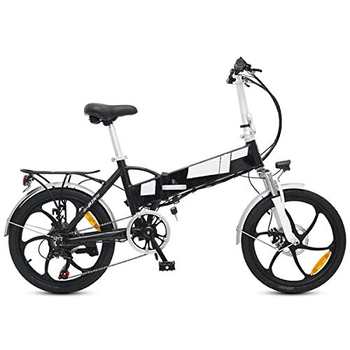 Electric Bike : Folding Ebike, 55-75KM Cruising Range, 20'' Electric Bike 350W Aluminum Electric Bicycle for Adults And Teens, 0.15 Cubic Meters Occupied Area, Black, A