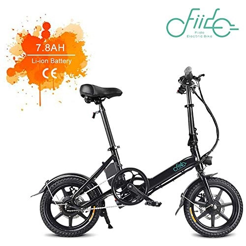 Electric Bike : Folding Electric Bicycle 14 Inch Aluminum Folding Bicycle 250W Motor Adult Sports Bicycle 36V 7.8AH Electric Bicycle Outdoor Folding Bicycle