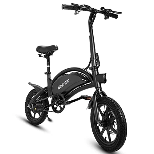 Electric Bike : Folding Electric Bicycle, 14 inch Portable Adults E-bike, Electric Bike with Pedal Assist, 3 Riding Modes, Height Adjustable, Compact Portable, Unisex Adult, IENYRID B2
