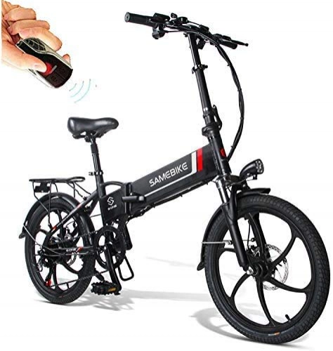 Electric Bike : Folding Electric Bicycle 20 Inch Bike with 350W 48V Motor 10.4AH Removable Lithium Battery Remote Control System Shimano 7 Speeds Support USB Charging for Mobile Phones for Women Men [EU STOCK