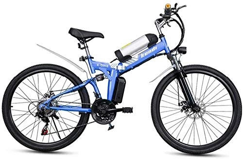 Electric Bike : Folding Electric Bicycle 26-inch Portable Electric Mountain Bike High Carbon Steel Frame Double Disc Brake with Front LED Light 36V / 8AH