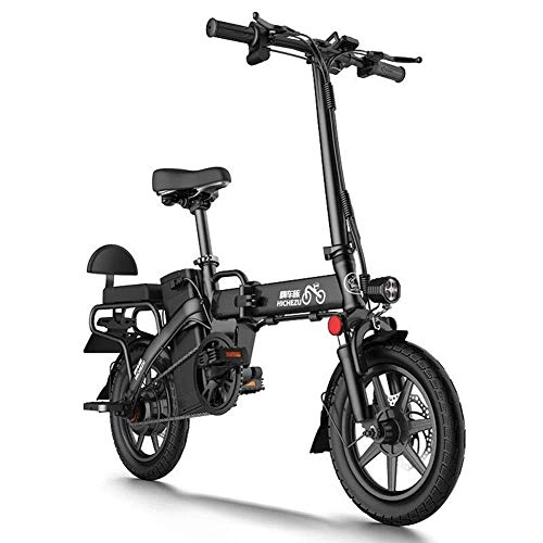 Electric Bike : Folding electric bicycle 48V lithium battery adult small battery car power bicycle three modes can be switched, cruising range 50-70KM