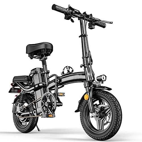 Electric Bike : Folding Electric Bicycle, Small Electric Vehicle, Lithium Battery, Driving Battery Car, Ultra-light Moped, Suitable for Adults (black 8Ah)