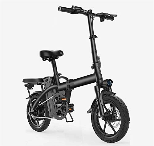 Electric Bike : Folding Electric Bicycle with Removable Waterproof Large Capacity 48V Lithium Battery And USB Rechargeable Phone Holder, Ultralight, Long Distance Riding, Intelligent LCD Instrument, Black, Drive160km