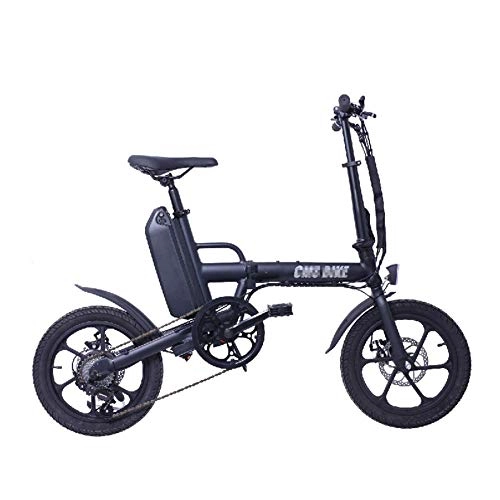 Electric Bike : Folding Electric Bike 16 Inch 36 V13ah Lithium Battery with LCD Instrument Panel Front and Rear Disc Brakes LED Light Highlight, Black