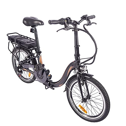 Electric Bike : Folding Electric Bike 250W, Adult Electric Bikes, 20" Mountain Bike with 10Ah Battery, Max Speed 25km / h, Black