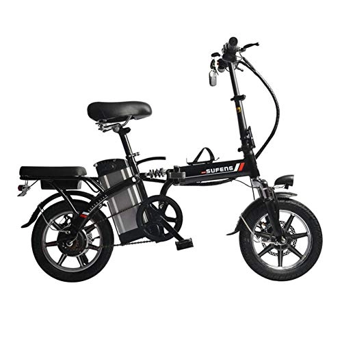 Electric Bike : Folding electric bike 350w, 48V 12Ah Removable Lithium Battery Folding E-bike High-speed Motor for Adults, 14'' Super Lightweight Max Speed 25km / h,