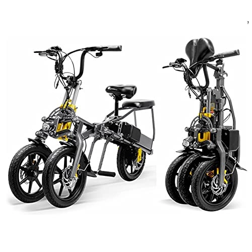 Electric Bike : Folding Electric Bike 350W Mini Tricycle 14 Inch Ebike 48V / 7.8Ah 2 Batteries Easy Storage Electric Bicycle for Adults Men Women