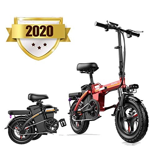 Electric Bike : Folding Electric Bike - 60KM-130KM Pedal Assist E-Bike with 14-Inch Tires, 7.2 Inch Color Screen, Remote Control Anti-Theft Mountain Bicycles