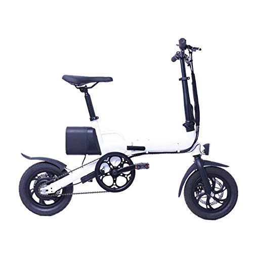 Electric Bike : Folding Electric Bike, Adjustable Speed 12"Urban Bike, Range 25km, Battery 36V / 6.0Ah 350W, Adult Unisex, White