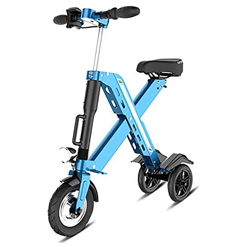 Electric Bike : Folding Electric Bike, Adult Mini Folding Electric Car Bike Aluminum Alloy Frame Lithium Battery Bike Outdoors Adventure For Adult, Blue