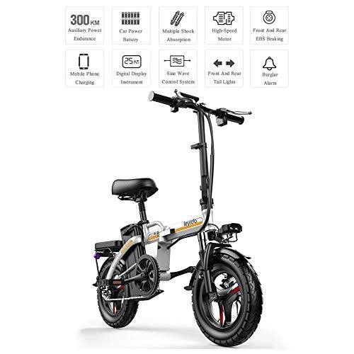 Electric Bike : Folding Electric Bike - Aluminum Alloy Material Pedal-Assist E-Bike with 14-Inch Tires, 48V 400W Motor, 7.2 Inch Color Screen, Remote Control Anti-Theft Mountain Bicycles