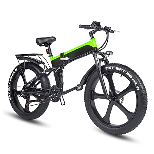 Electric Bike : Folding Electric Bike for Adult, 26'' Fat Tire Ebike with 1000W Motor, 48V / 12.8 Ah Removable Battery, Snow, Beach, Mountain Hybrid Ebike (Color : C)