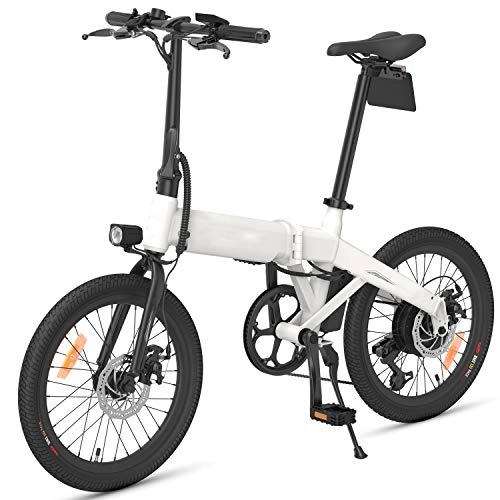 Electric Bike : Folding Electric Bike for Adult Portable Easy To Store, LED Display Electric Bicycle Commute Ebike 250W Motor, 6 Speed, Professional Modes Riding Assist Range Up 80Km, White