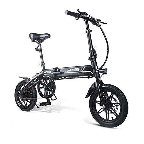 Electric Bike : Folding Electric Bike For Adults | 14 Inch Tires 250W Motor 8Ah Battery Max 25 KPH | City Commuter eBike for Men and Women | Easy To Store Foldable Bicycle (Black)