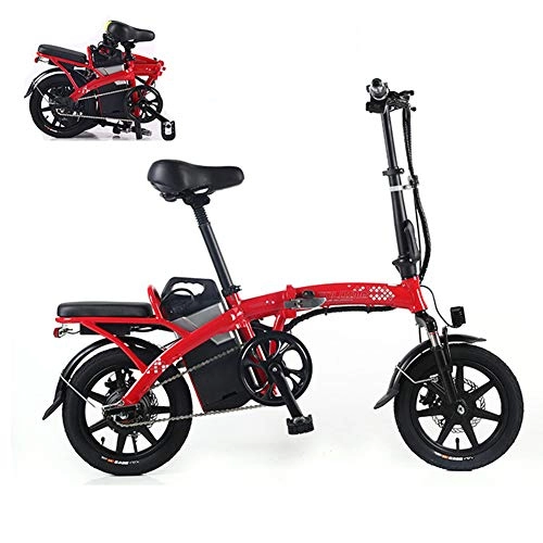Electric Bike : Folding Electric Bike for Adults Commute Ebike 14 Inch Tires with 350w Motor 36v 10ah Lithium-ion Battery Max Speed 30 Km / h Max Load 120kg City Bicycle for Outdoor Cycling Travel Work out