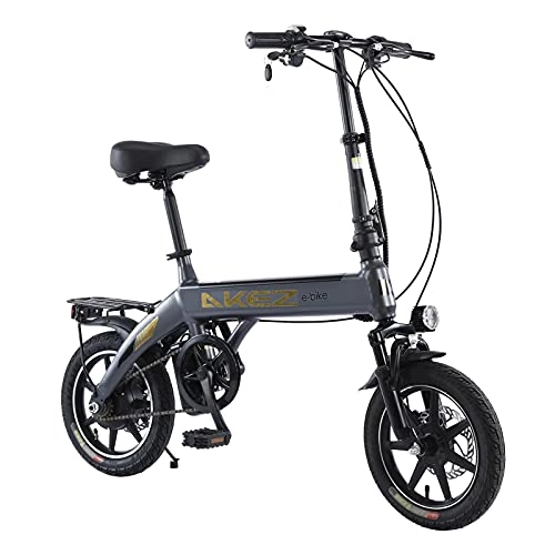 Electric Bike : Folding Electric Bike for Adults Men Women, 14" 36V 250W Aluminum Alloy Lightweight Foldable Bicycle Mountain City Hybrid E-bike for ladies Cycling Travel Commuting (Deep space gray)