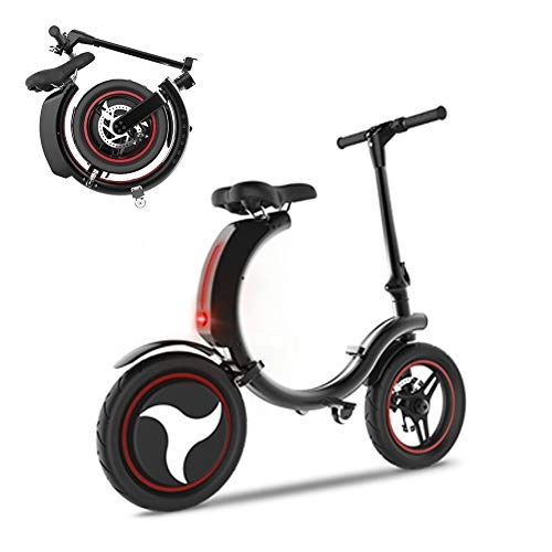 Electric Bike : Folding Electric Bike for Adults Men Women, 14Inch Tire Lightweight 26Kg with 36V 7.8Ah Lithium-Ion Battery, Black