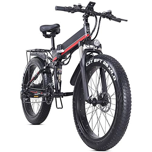 Electric Bike : Folding Electric Bike for Adults, Portable Easy to Store, LED Display Electric Bicycle Commute E-bike 1000W Motor, 12.8Ah Battery, 40km / h Max speed, 230Kg Max load, A