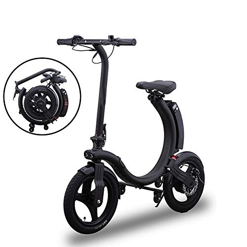 Electric Bike : Folding Electric Bike for Men Adults with Full Perspective LCD Display 14 Inch Tire E Bikes for Women Ladies 250W 36V Max Speed 25 Km / H