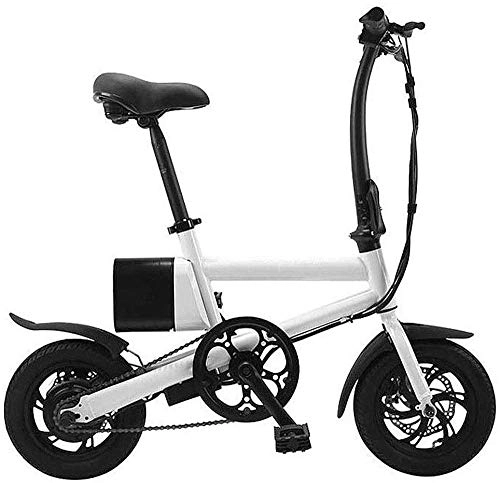 Electric Bike : Folding Electric Bike, Luminum Alloy Frame Two-Wheel Mini Pedal Electric Car Ultra Lightweight Scooter, with 12Inch Wheels Maximum Speed 25 KM / H, White