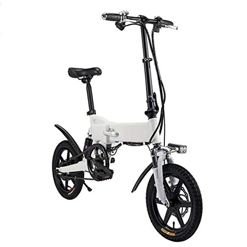 Electric Bike : Folding Electric Bike Pedal-Assist Bike for Beach Snow Mountain Urban 14 Wheel Aluminum Alloy Frame 250W Motor 36V / 7.8Ah Battery, White